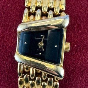 Gloria Vanderbilt Trapezoid Gold Tone Bracelet Dress Watch